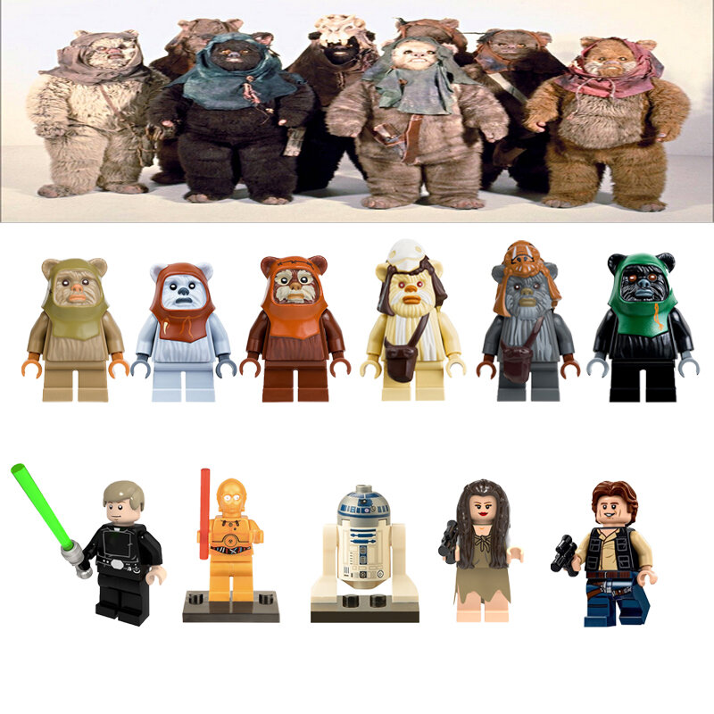 Legoelys Звездные войны фигурки Ewoks Luke StarWars игрушки для детей Совместимость со строительными блоками StarWar