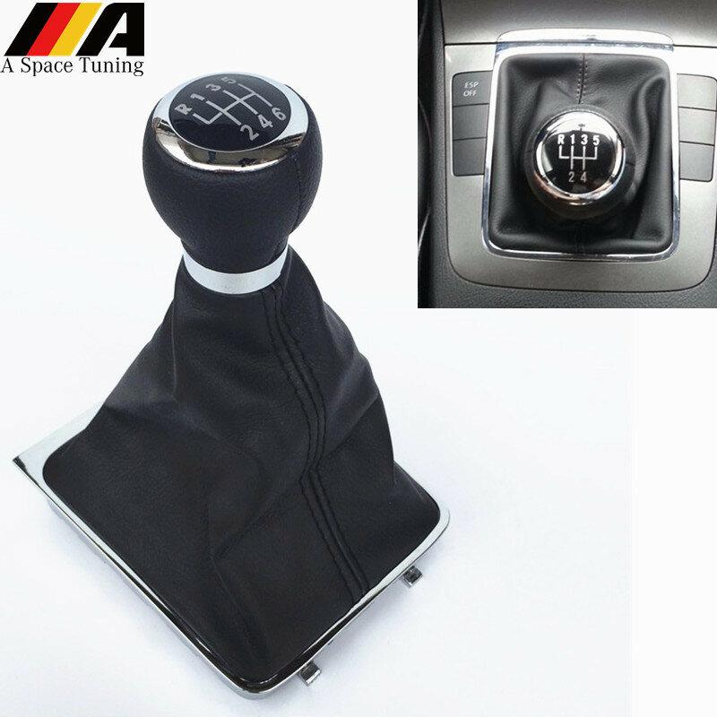 5/6 Speed M Gear Shift Knob Lever Stick Gaiter Boot Cover Collar untuk Volkswagen VW Passat B6 2005-2011 Aksesori Car Styling