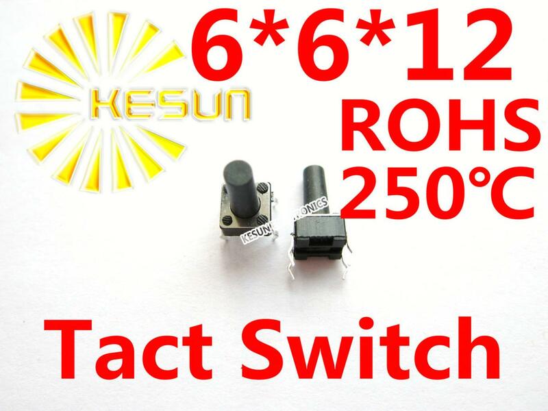 FREE SHIPPING 100PCS  DIP 6X6X12MM Tactile Tact Push Button Micro Switch Momentary ROHS