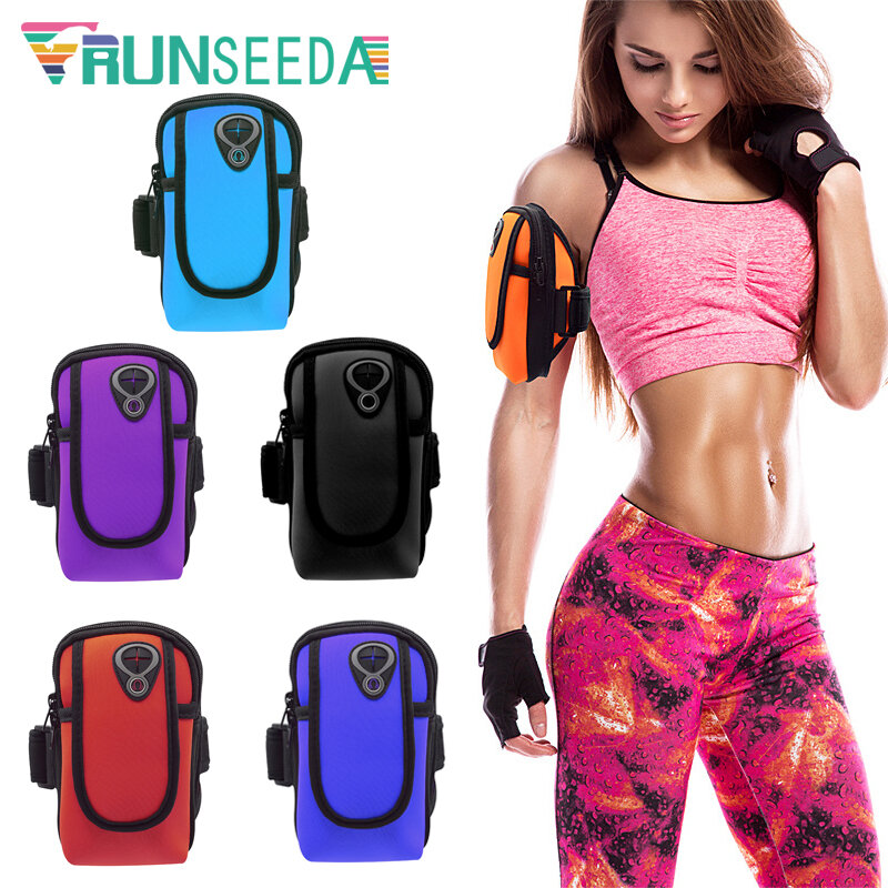 Runseeda Running Armbands Bag Cycling Mobile Phones Arm Bag 6 inch Smartphone Pouch For Jogging Fishing Riding Gym Fitness