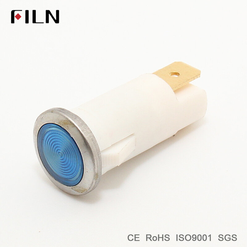 FILN-luz indicadora de señal de plástico, lámpara led de 12,5mm, color rojo, amarillo, azul, verde y blanco, 12v, 24v, 110v