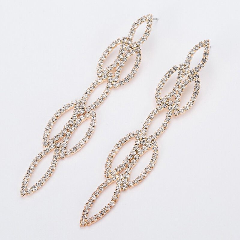YFJEWE moda kryształowe świąteczne akcesoria dla nowożeńców biżuteria prosty kwiat długie zwisające kolczyki biżuteria ślubna dla kobiet E397