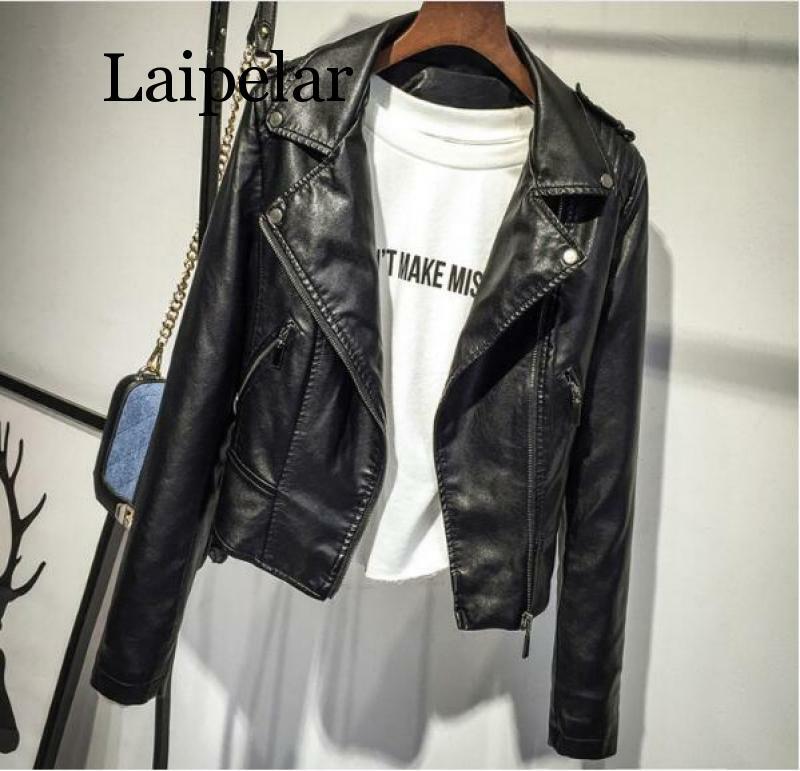 Laipelar Новая модная женская Повседневная мотоциклетная куртка из искусственной кожи, женская зимняя Осенняя коричневая Черная куртка, верхняя одежда, лидер продаж