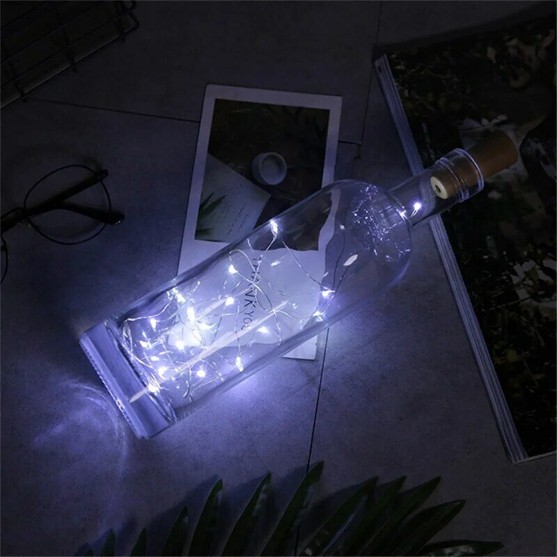 3.28FT 1M 10 LED w kształcie korka lampa z drutem miedzianym butelka wina LR44 bateria butelka wina na szklane wyroby dekoracje na przyjęcie bożonarodzeniowe