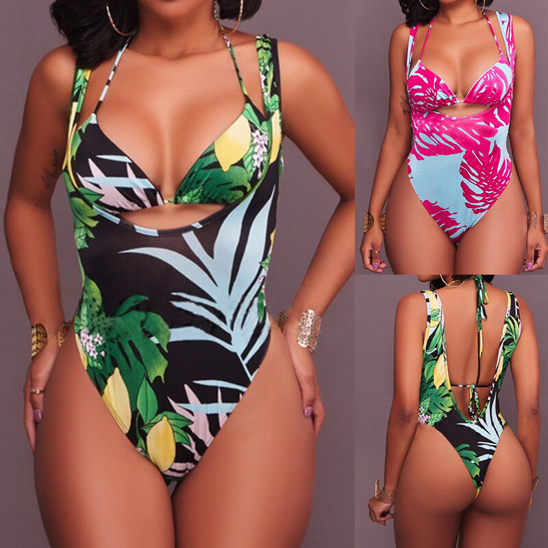 Сексуальный женский комплект бикини без рукавов с принтом, женский летний пляжный купальник, купальник