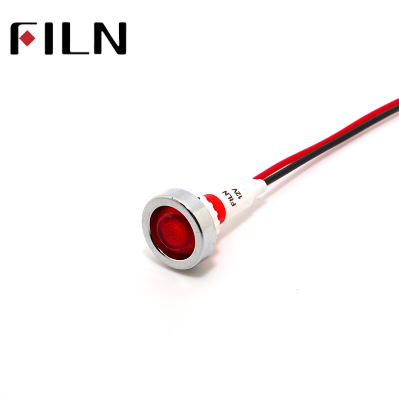 Filn verificador de plástico led com cabo de 20cm, lâmpada led de indicador de sinal de plástico com 10mm vermelho amarelo azul verde branco 12v 220v 24v
