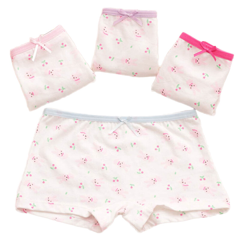 6pcs/lot Children's cotton underwear female cartoon printed baby bunny girls underwear boxer briefs kids panties wholesale UD45