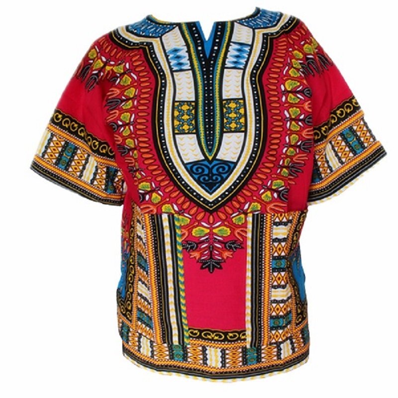 (Pengiriman Cepat) dashiki Desain Fashion Afrika Tradisional Dicetak 100% Cotton Dashiki T-shirt untuk Unisex (MADE IN THAILAND)