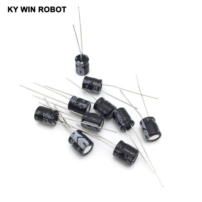 50PCS/LOT 25V 100UF 6*7 high frequency low impedance aluminum electrolytic capacitor 100uf 25v