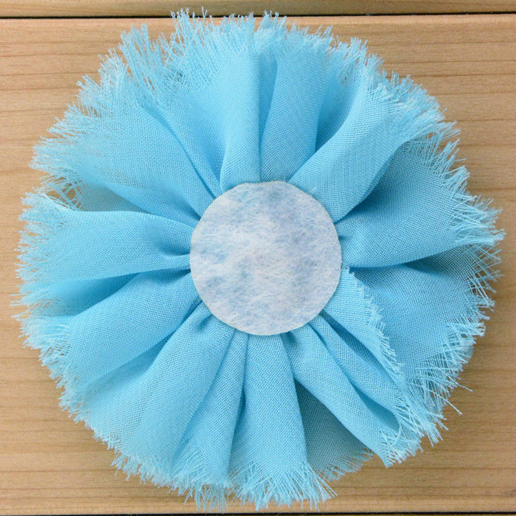 30 sztuk/partia szyfonowa Shabby postrzępione tkanina w kwiaty szyfonowa kwiaty z perłą