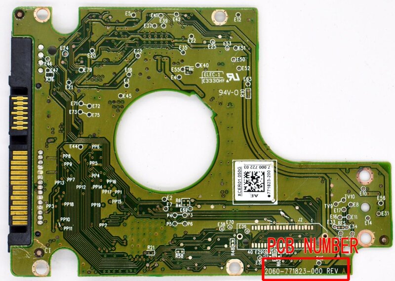 Western Digital hard disk circuit board / 2060-771823-000 REV A , 2060-771823-000 REV P1 / 771823-200 , 771823-300 WD10JPVT