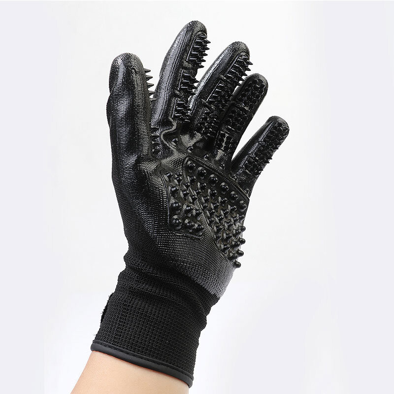 1 пара перчаток для груминга домашних животных, щетка для чистки шерсти собак и кошек, резиновая перчатка для вычесывания с пятью пальцами д...
