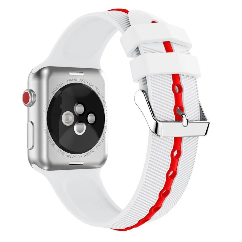 Спортивный ремешок из мягкого силикона для Apple Watch, сменный ремешок для часов, 1, 2, 3, 4, 38, 42, 44, 40 мм