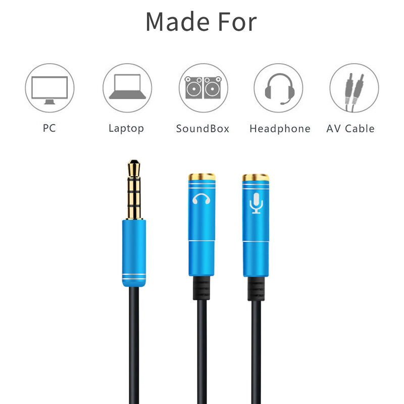 3.5mm Microphone Aux Cable For Laptop Headphone 1 Male 2 Famle Cable Combo Extension Mobile Audio Adapter A Two-point Splitter