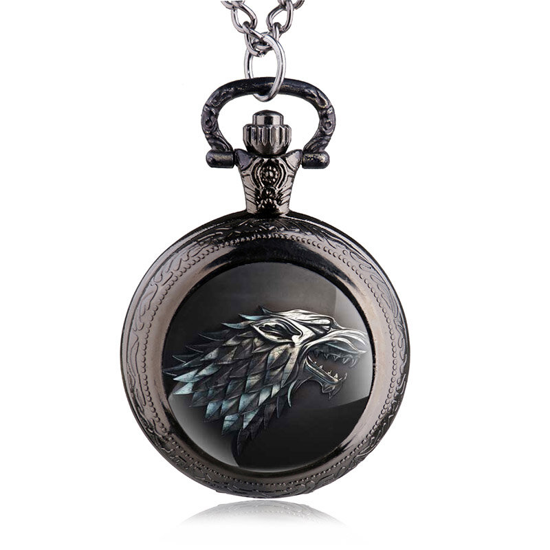 Regalo caldo del pendente dell'orologio del quarzo di progettazione dell'annata dell'orologio da tasca del lupo di Stark di vendita calda