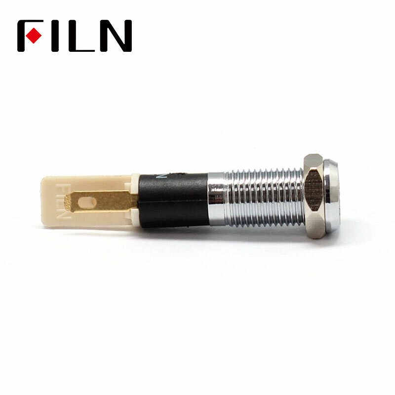 FILN 8mm Car dashboard  silver shell Low beam marking  C37 12v led indicator light with Solder foot