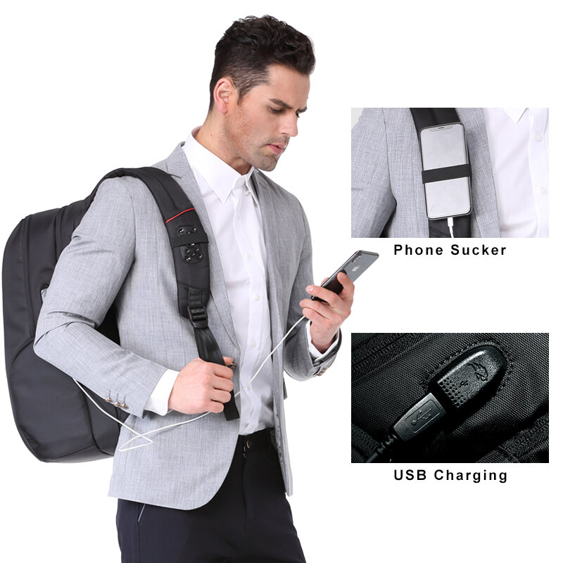Kingsons marka 15 17 plecak na laptopa zewnętrzne USB ładowania plecaki komputerowe Anti-theft wodoodporne torby dla mężczyzn kobiety