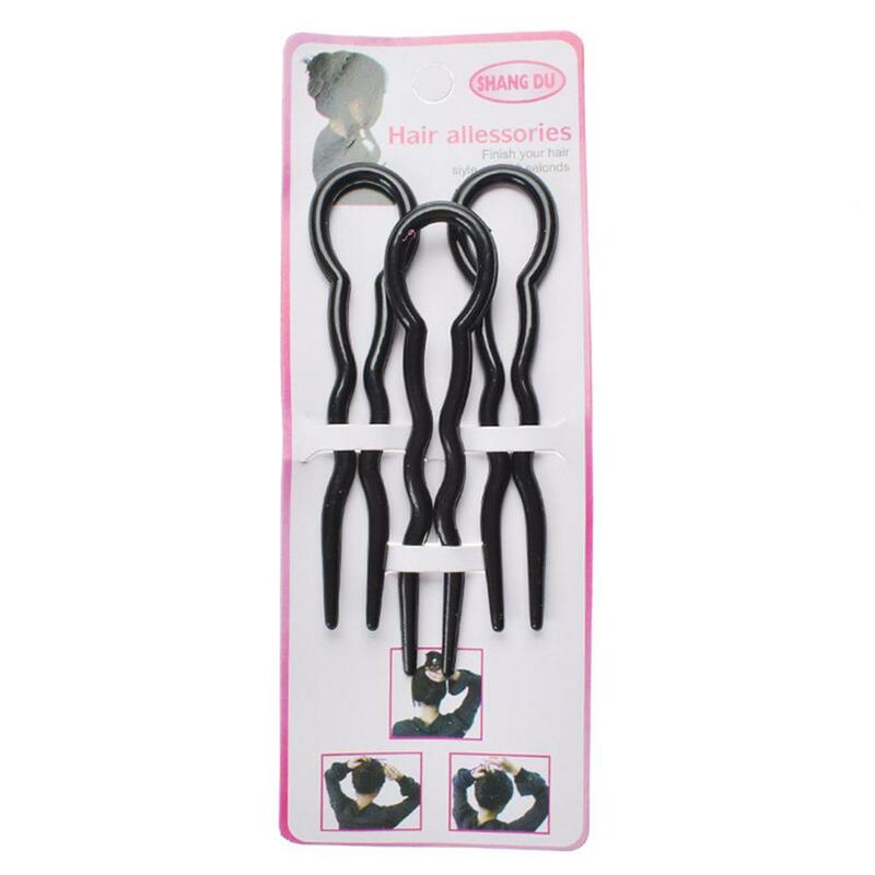 3 Pcs/Set Women Round Toe U Shaped Hair Pins and Clips Plastic Grips Convenient Simple Forks Hair Styling Tool Magic hairgrips