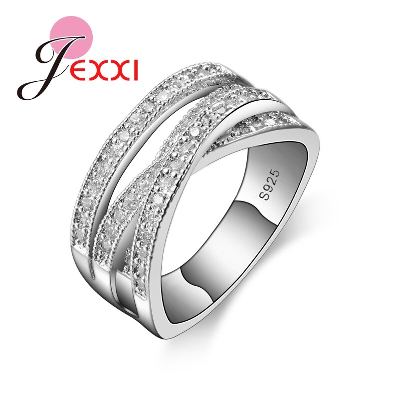 Brand Original 925 Sterling Silver Jewelry Cubic Zircon Crystal Engagement Wedding Rings Brand Fashion Women Anillo Bijoux