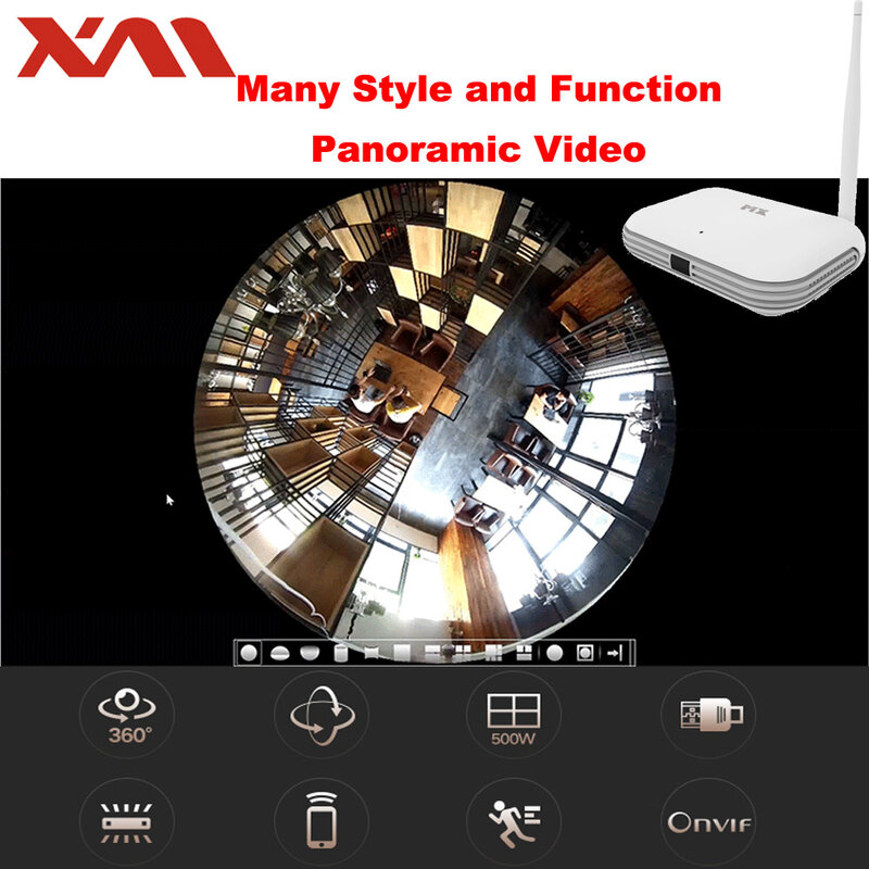 Mini enregistreur vidéo en réseau HD sans fil, pour caméra panoramique, wi-fi, 4 canaux, 5mp, 360 degrés