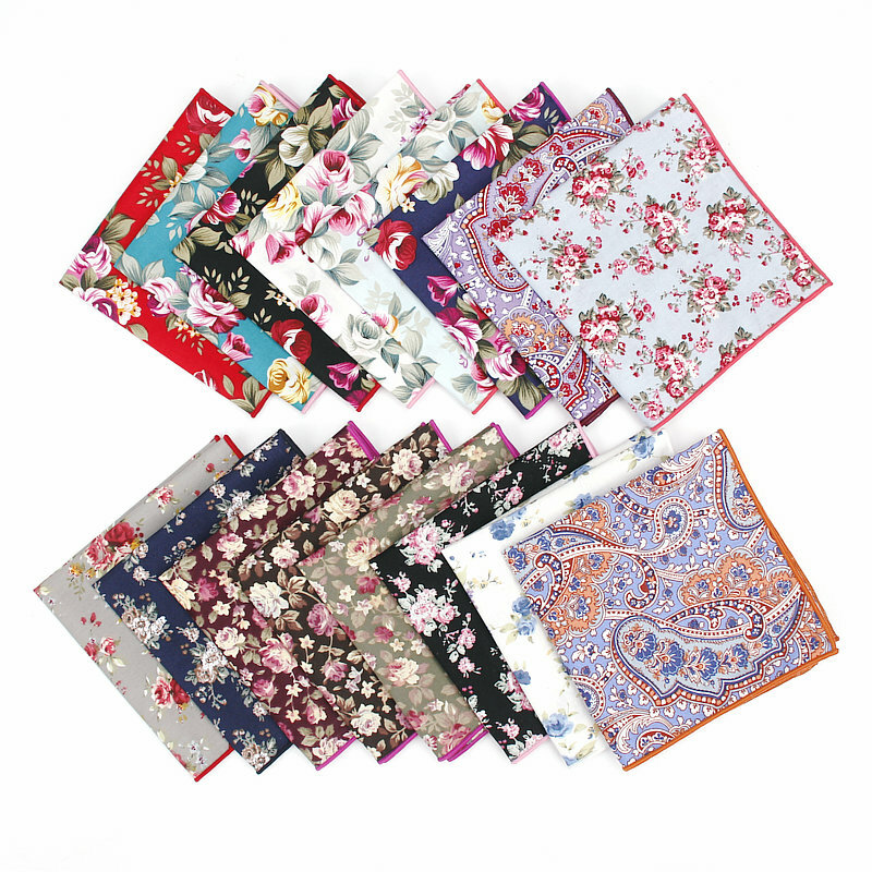 Brand New Men's Cotton Handkerchief Floral Printed Pocket Square Wedding 25cm*25cm Hankies For Men Classic Vitage Pocket Towel