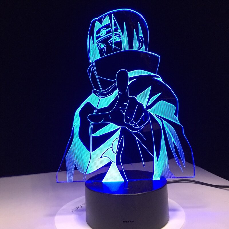 Lámpara de noche Naruto, 7 colores cambiantes, Led para niños, mesita de noche Sasuke, accesorios de iluminación de modelado 3D Visual, lámpara de escritorio USB, decoración del hogar