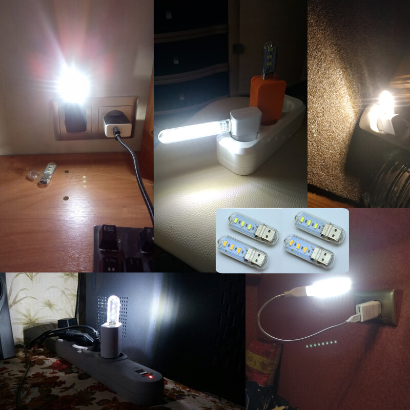 Mini Luz de libro LED USB portátil, lámpara de lectura Ultra brillante, 3LED, 8LED, 24LED, DC5V, Banco de energía, PC, portátil, Notebook
