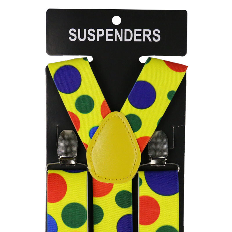 2019 New 3.5cm Wide Men Womens Adjustable Clip On Yellow Red Rainbow Polka Dot Suspenders For Holiday Parties