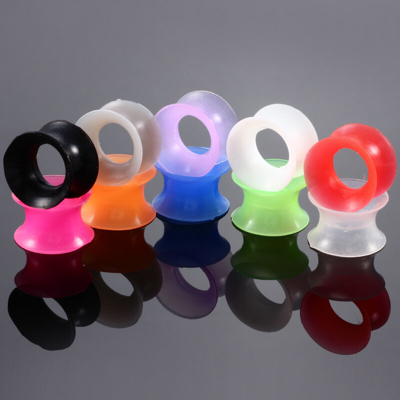 2Pcs/lot Silicone Tunnels for Ear Flexible Flesh Ear Plugs and Tunnels Earlets Expander Stretcher Ear Dilations Piercing Jewelry