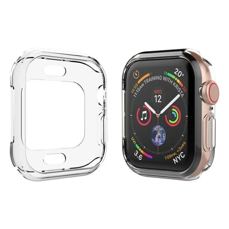 جراب Apple Watch Series 4 ، جراب واقٍ ناعم من مادة TPU ، نحيف للغاية ، عالي الدقة ، شفاف ، ممتص الصدمات ، 40 مللي متر ، 44 مللي متر