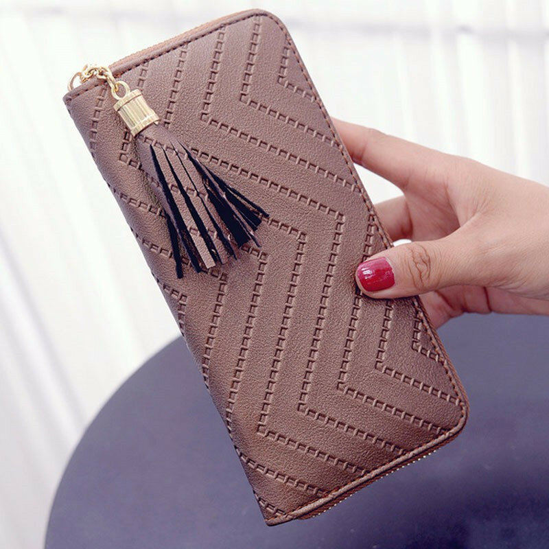 Long Wallet Women Purses Tassel Fashion Coin Purse Card Holder Wallets Female High Quality Clutch Money Bag PU Leather Wallets