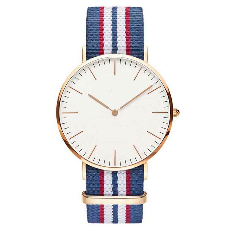 Moda Inglaterra tendência simples lona nylon strap relógios estudante de moda feminina Relógio de Pulso de Quartzo 8 cores