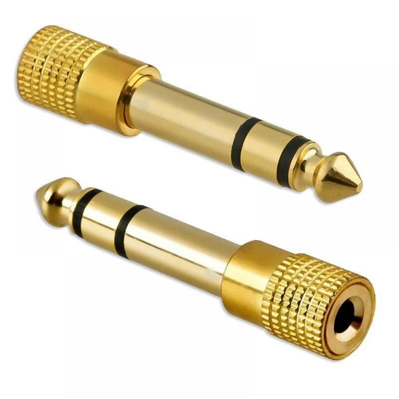 Złoty 6.3mm 1/4 "męski wtyk do 3.5mm 1/8" żeńskie gniazdo słuchawki Stereo Adapter Audio Home złącza Adapter mikrofon gorący bubel