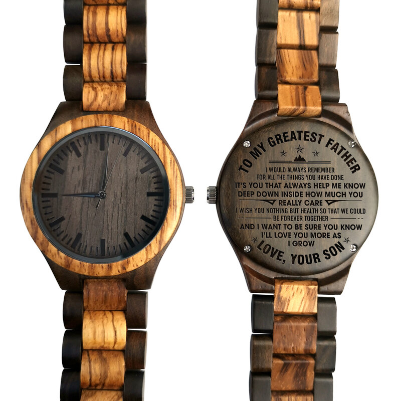 To My Dad-How Much You Really Care From Son Or Daughter Engraved Wooden Watch Anniversary Personalized Man Watch Father’s Gifts