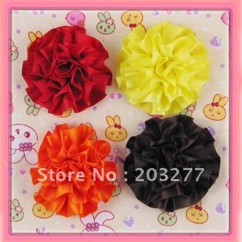 Wholesale - 36pcs/lot 12colors for your choose 6cm Satin ribbon  flowers Free Shipping