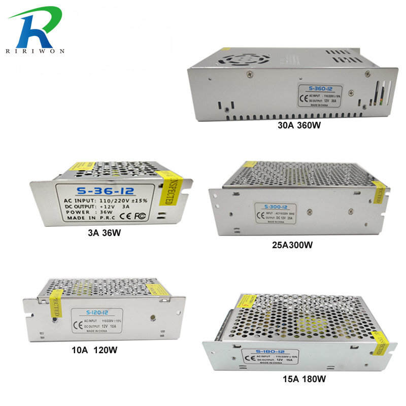RiRi Won 2A 3A 5A 10A 12 V transformador de iluminación pequeño volumen salida única de 12 voltios fuente de alimentación conmutada para tira de luz LED