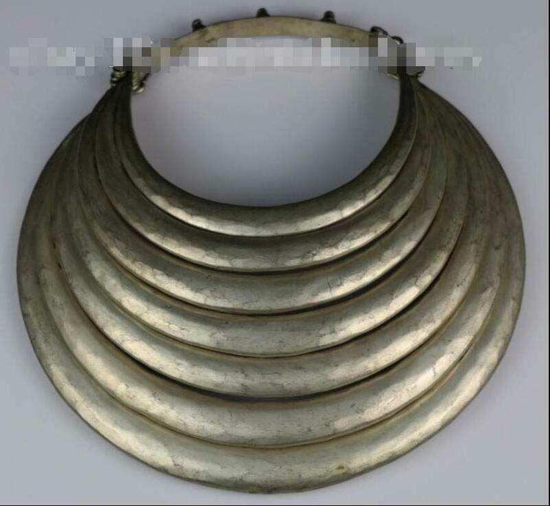 Этническое экзотическое китайское серебряное ожерелье ручной работы miao