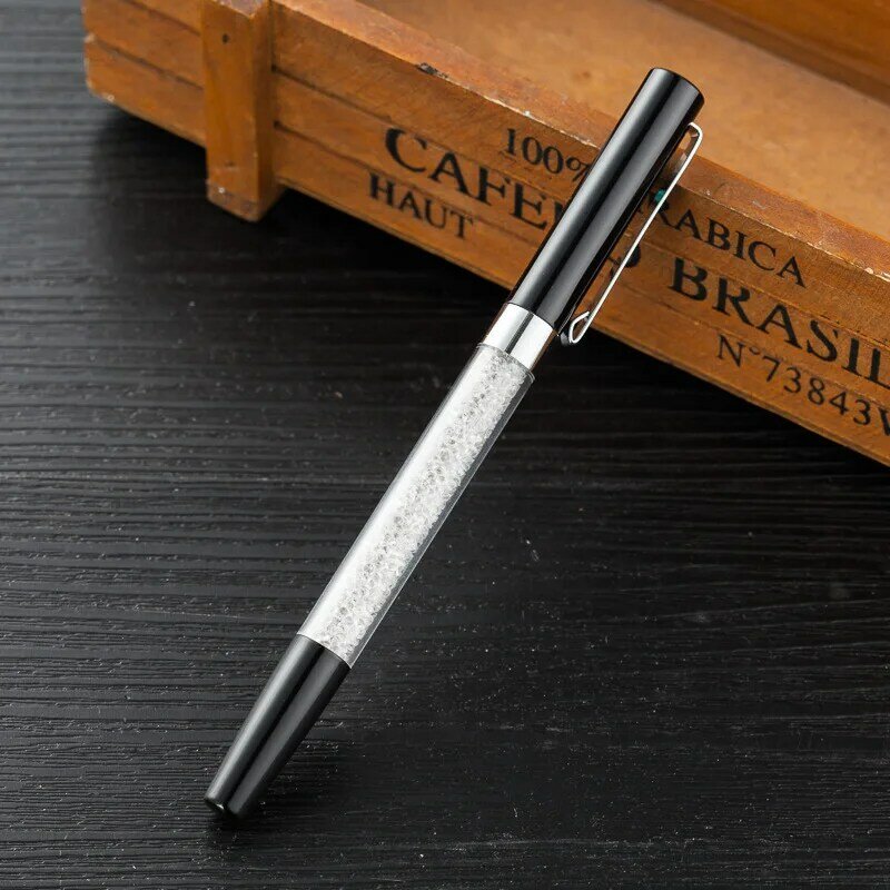 Novo metal diamante cristal esferográfica caneta moda presente criativo gel canetas escritório negócio assinatura caneta material de escritório logotipo personalizado