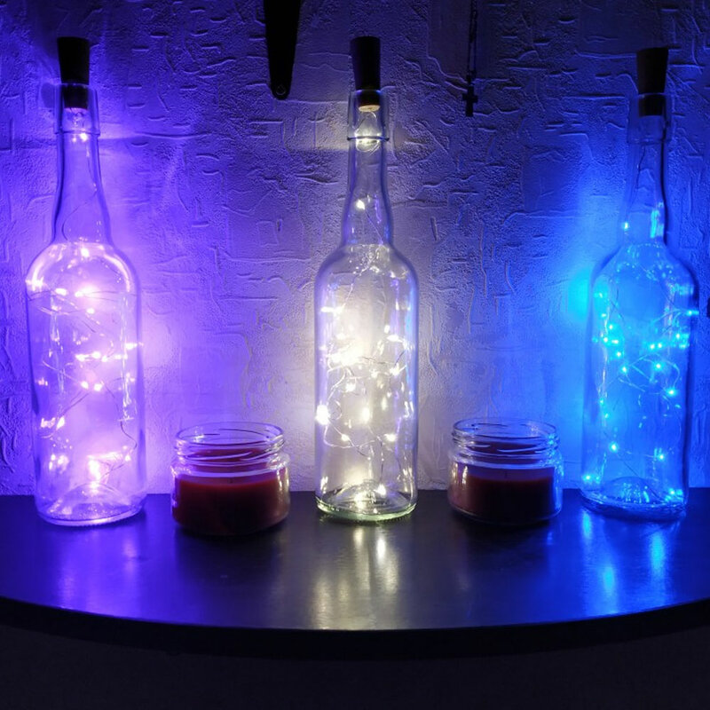10x 1m 10led led rolha de garrafa em forma de cortiça luz de vidro vinho led fio de cobre luzes da corda diy para luzes de natal festa decoração