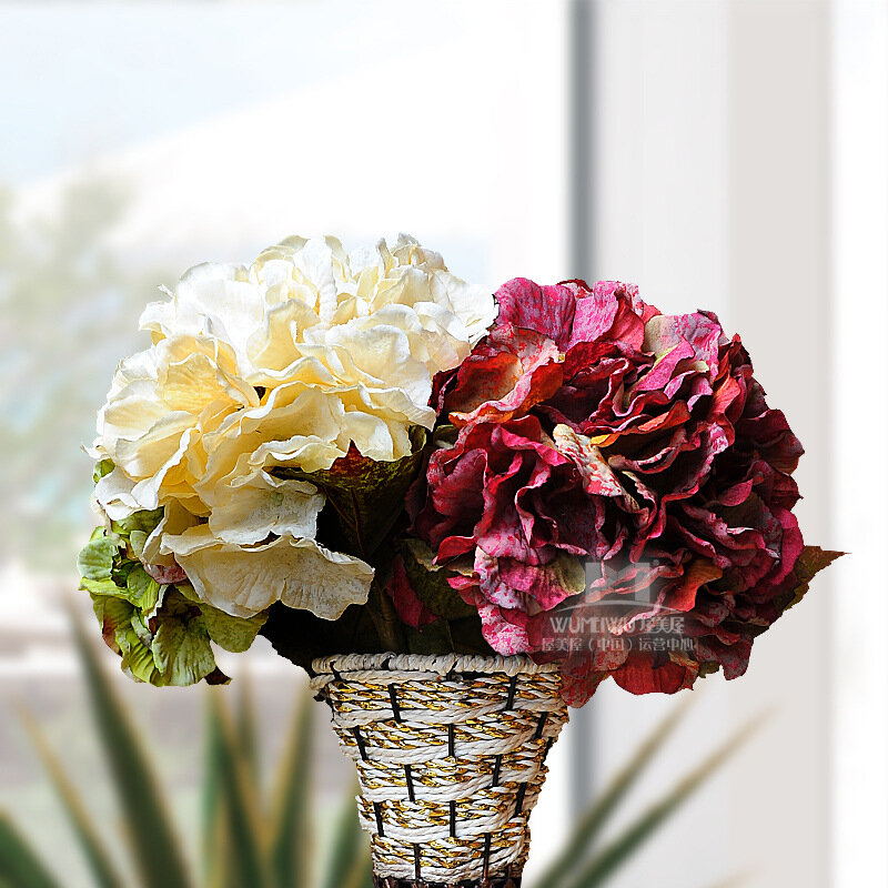 Europejski retro wysokie jedwabne tkaniny symulacja hortensja kwiaty domowa biżuteria hurtownia