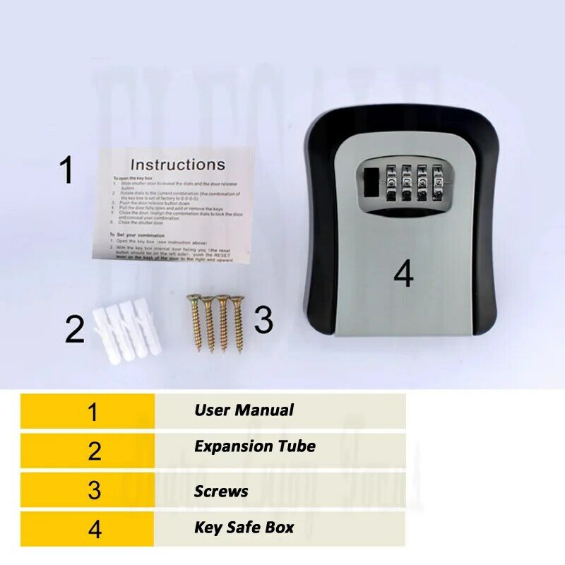 Hohe Qualität Heavy Duty Key Safe Box Lagerung Organizer Mit 4-Digitale Kombination Schloss Passwort Entsperren Metall Schlüssel Versteckte safe