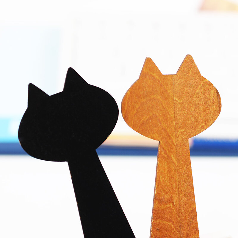 1PC クリエイティブかわいい木製動物ストレート定規ラブリー猫の形定規ギフト子供の学用品文房具黒黄色