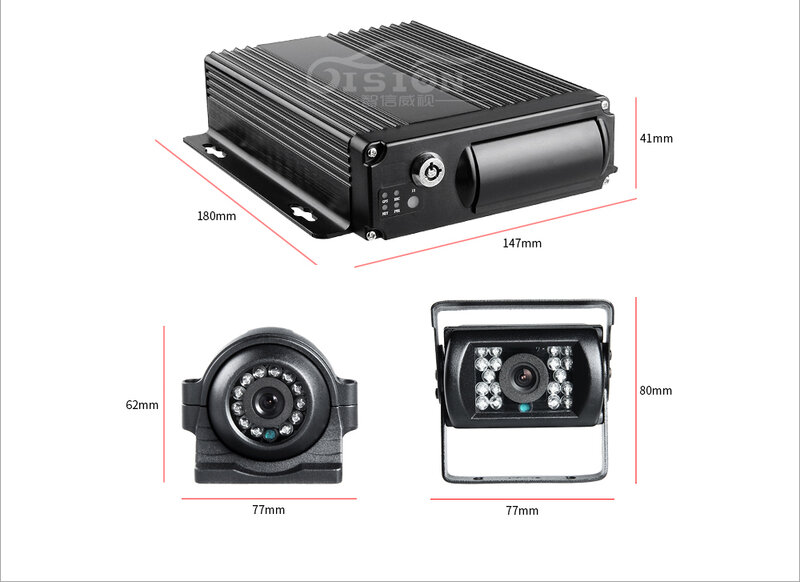 2 Stuks Metalen 2.0MP Backup Auto Camera Met 4 Kanaals H.264 4G Gps Dual Sd Auto Mobiele Dvr Kits iphone Android Telefoon Monitor Mdvr