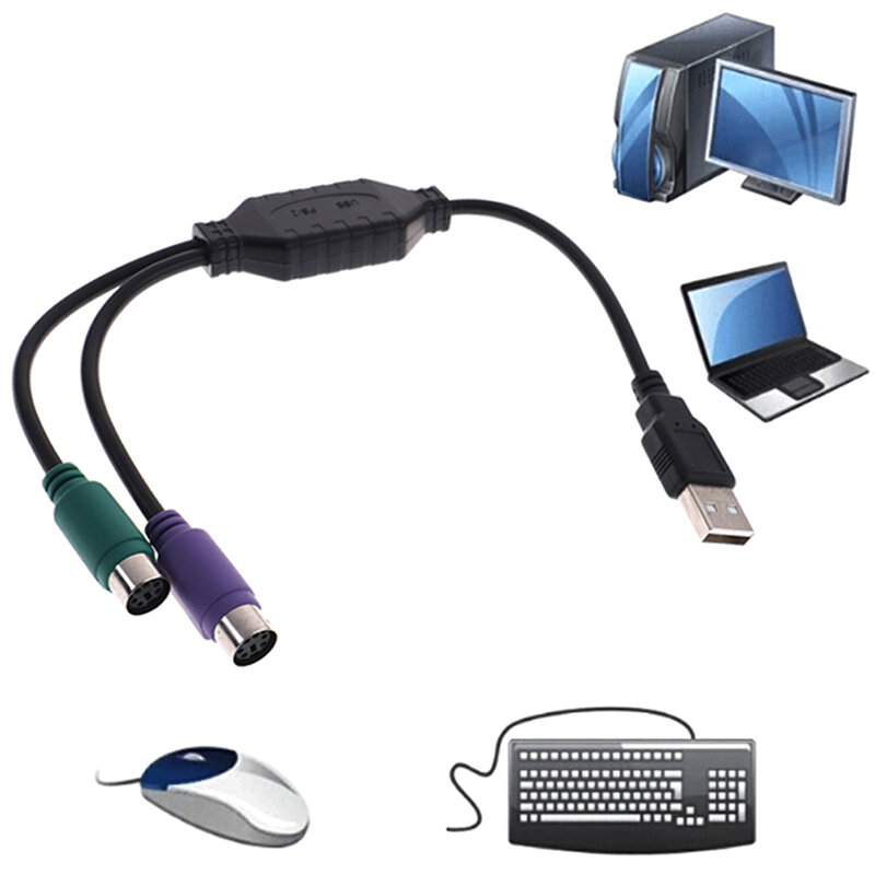 Adaptateur USB vers PS/2 de 31cm de haute qualité, convertisseur de clavier et souris pour connecteur d'interface PS2