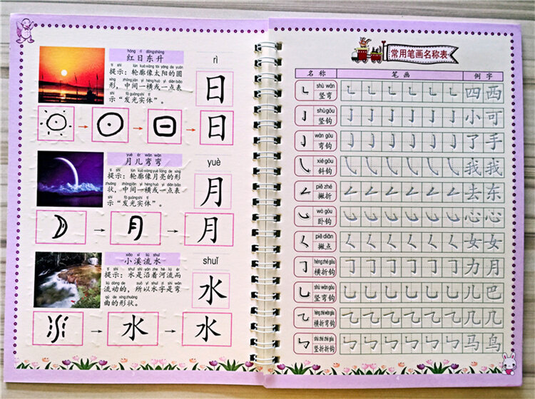 Nuevo trazo de caracteres chinos/orden de trazos, caligrafía groove, escritura regular, práctica de caligrafía para niños