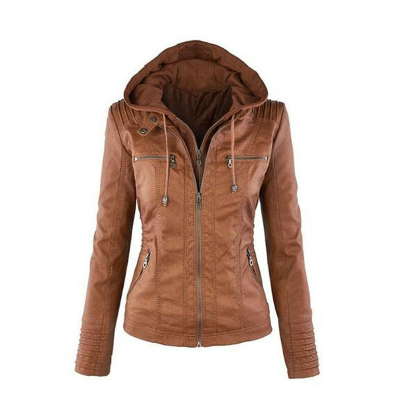 Veste de moto en cuir PU pour femmes, manteau d'extérieur, vêtements pour femmes, grande taille, automne, hiver, 2023