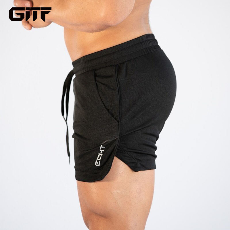 GITF Mens Gym การฝึกอบรมกางเกงขาสั้นผู้ชายกีฬาสบายๆเสื้อผ้าออกกำลังกายฟิตเนสวิ่งตาราง Quick-Drying กางเกงขาสั้นกรีฑา