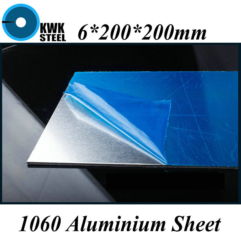 6*200*200mm Aluminum 1060 Sheet Pure Aluminium Plate DIY Material Free Shipping