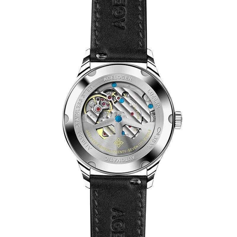 Agelocer relógio mecânico masculino e feminino, relógio de marca de luxo mecânico em aço inoxidável com pulseira para casais, 2020