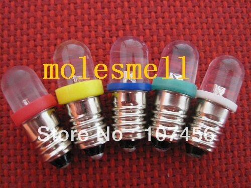 Bombilla Led de 50 piezas, color rojo, amarillo, azul, verde y blanco, 9V, 12V, E10, 1447